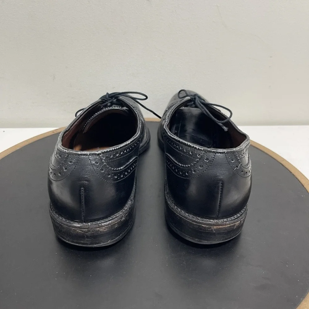 Allen Edmonds Sanford Black Leather Cap Toe Brogue Derby Shoes Mens 9 AA 5207